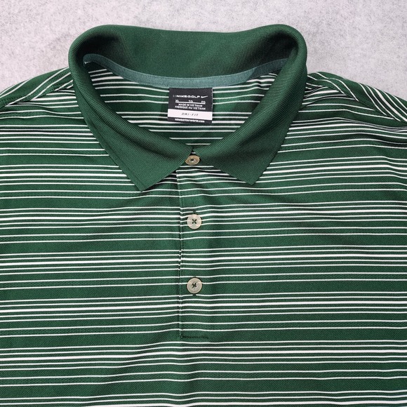 Nike Other - Nike Golf Dri-Fit Polo Mens Size XL Green White Striped Performance Shirt